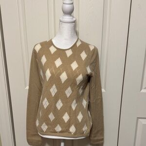 Ann Taylor Beige and Ivory Diamond Sweater